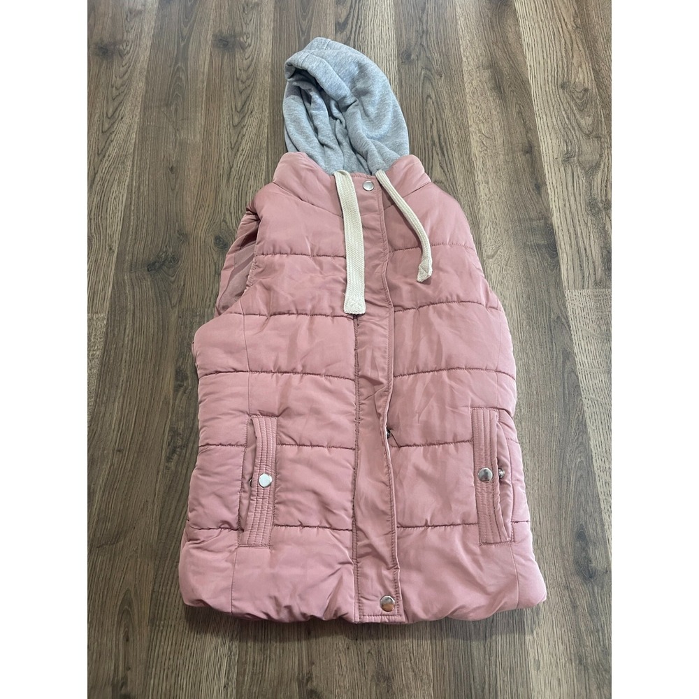 2Sable Hoodie, Women's Size Small, Mauve Gray, Puffy Vest, Zip Up, Pockets
